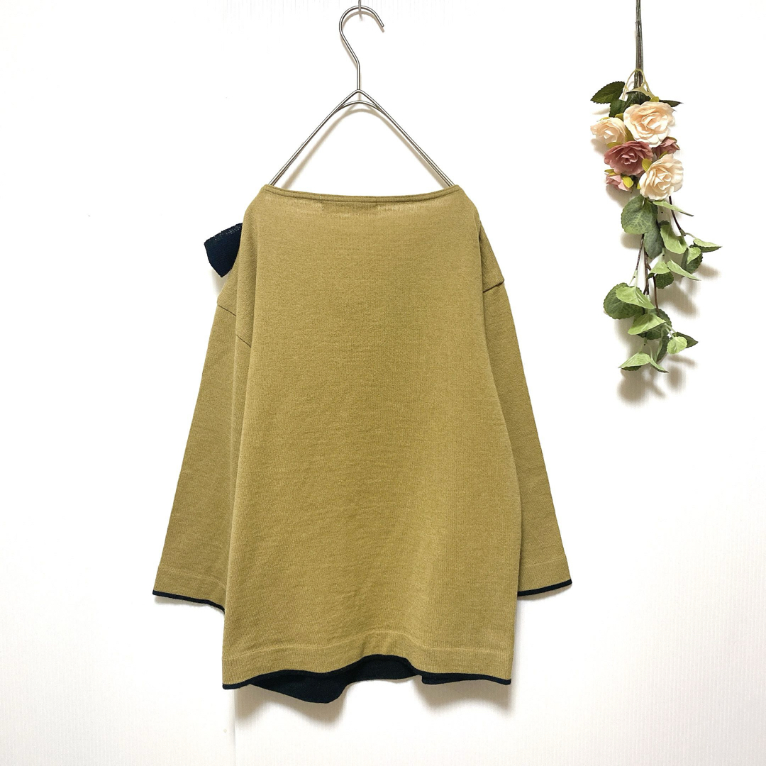 CORDIER(コルディア)の【CORDIER】 コルディア トップス 肩リボン 毛 ダークイエロー (M) レディースのトップス(カットソー(長袖/七分))の商品写真