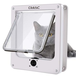 CEESC [バージョンアップ]中キャットドア、室内外装ドア用4ウェイロックキャ(かご/ケージ)