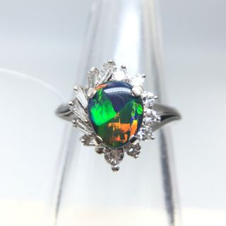Pt900　高品質 天然 ブラックオパールリング　0.98ct　鑑別書付き(リング(指輪))