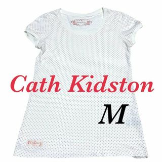 美品 ユニクロ キャスキッドソン Tシャツ 半袖 M 白 ピンクドット 水玉(Tシャツ(半袖/袖なし))