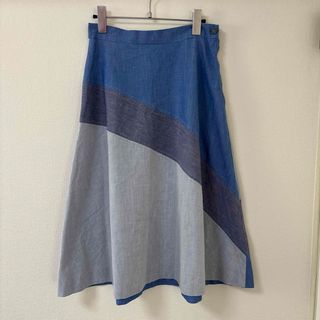 シャンブレー　アメリカ古着　アメリカ輸入　フレアスカート　古着　used(ロングスカート)