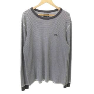 ステューシー(STUSSY)のステューシー Tシャツ 長袖 サーマル ボーダー 薄手 M グレー ■MET1(Tシャツ/カットソー(七分/長袖))