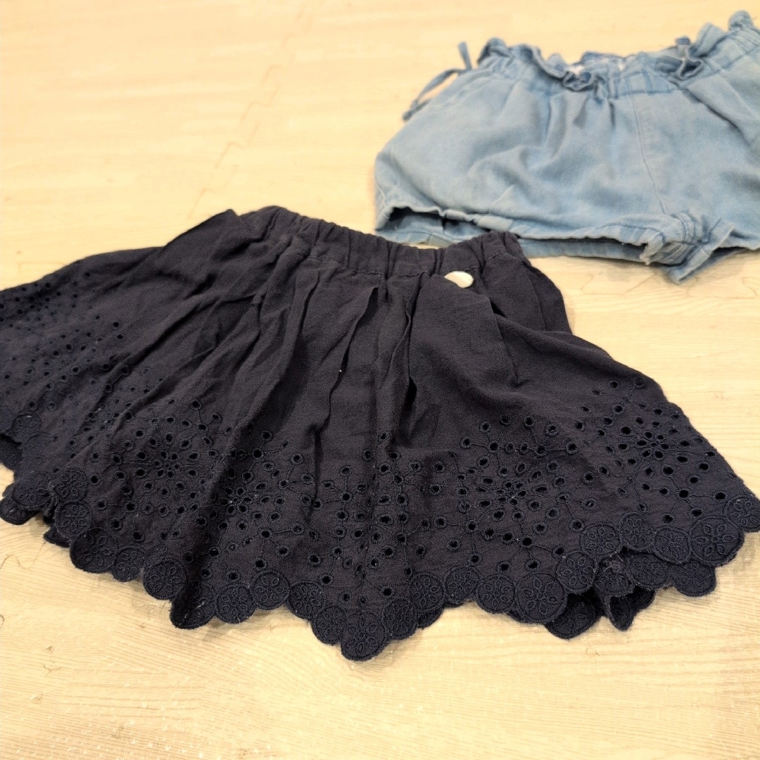 petit main(プティマイン)の子供服 ベビー服 まとめ売り プティマイン パンツ2枚 スカパン かぼちゃパンツ キッズ/ベビー/マタニティのベビー服(~85cm)(パンツ)の商品写真