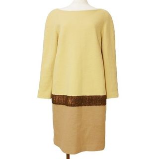 アドーア(ADORE)のアドーア ワンピース ひざ丈 長袖 厚手 ウール 38 M相当 イエローベージュ(その他)