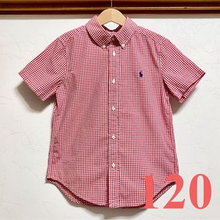 超美品 ラルフローレン シャツ 120 半袖 ギンガムチェッ 赤