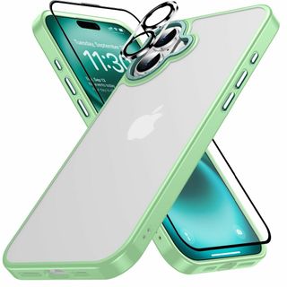 iphone 16ケース 半透明 カメラ保護とガラスフィルム付き アイフォン16