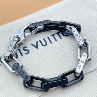 ルイヴィトン(LOUIS VUITTON)のLOUIS VUITTON コリエ　チェーン　ブレスレット　ブラック　シルバー(ブレスレット/バングル)