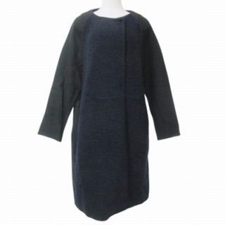 ステラシフォン ノーカラー ボアロング コート 切替 ウール 36 IBO53(ロングコート)