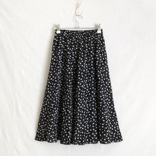 ＊スクエアドット総柄ロングスカート＊ミディミモレ丈 フレア 昭和レトロ 古着