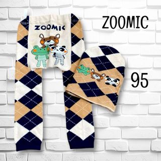95 ズーミック まとめ売り アーガイル柄 レギンスタイツ ニット帽 2点セット(靴下/タイツ)