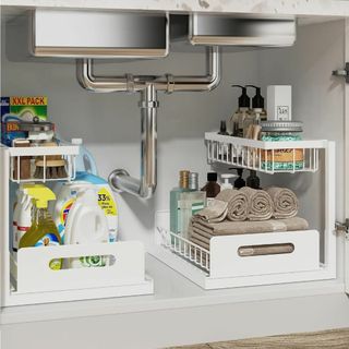 新品 SIUSA シンク下 収納 スライドラック 2個セット L字型 キッチン収