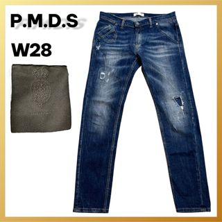 P.M.D.S. イタリア デニムパンツ ジーンズ テーパード W28 ダメージ