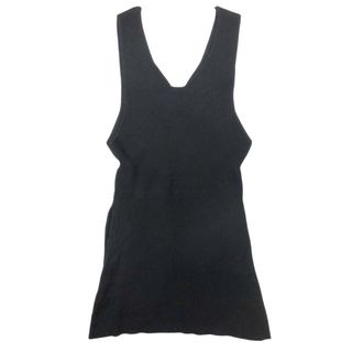 ジョンリンクス(jonnlynx)の良品 22AW jonnlynx ジョンリンクス ノースリーブ リブニット ワンピース 膝丈 ハーフ ウール F 黒 ブラック レディース 古着 中古 USED(ミニワンピース)