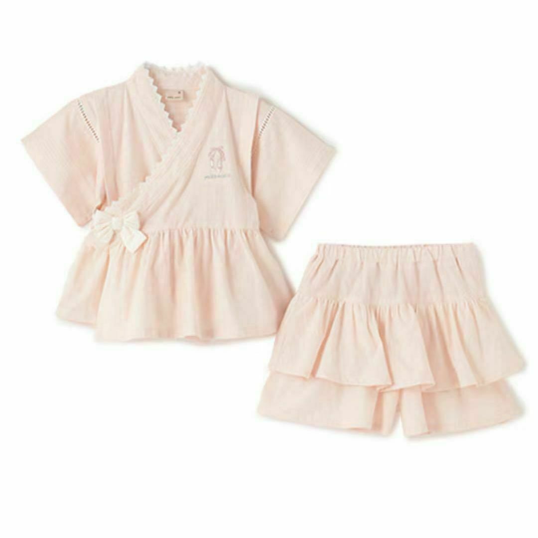 petit main(プティマイン)のpetit main ペプラムフリル甚平 ライトブルー 120cm キッズ/ベビー/マタニティのキッズ服女の子用(90cm~)(甚平/浴衣)の商品写真