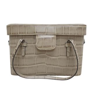 フォクシー(FOXEY)の美品 FOXEY フォクシー クロコ型押し レザー2way スクエア バニティバッグ ハンドバッグ ショルダーバッグ ブラウンベージュ レディース 古着 中古 USED(ハンドバッグ)
