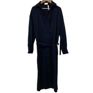 良品 Col Pierrot for ESTNATION コルピエロ エストネーション 別注 ベルト付き ウールカシュクールワンピース サイズ36 ネイビー レディース 古着 中古 USED(ロングワンピース/マキシワンピース)