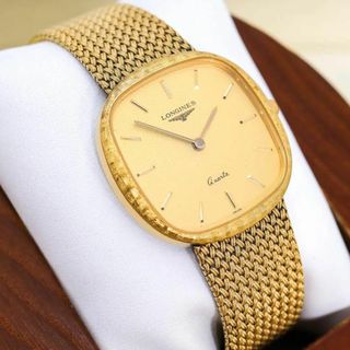 稼働 LONGINES 腕時計 ゴールド バングル メンズ 新品電池 2259