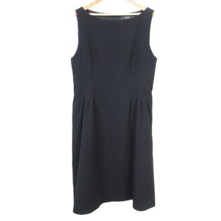 フォクシー(FOXEY)の美品 FOXEY フォクシー Magnolia ひざ下丈 ウールノースリーブドレス Aライン タックワンピース 39713 42 ブラック レディース 古着 中古 USED(ひざ丈ワンピース)