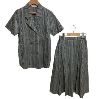 バーバリー(BURBERRY)の美品 BURBERRY バーバリー ヴィンテージ チェック柄 半袖 シャツジャケット スカート セットアップ 9R グレー系 レディース 古着 中古 USED(セット/コーデ)
