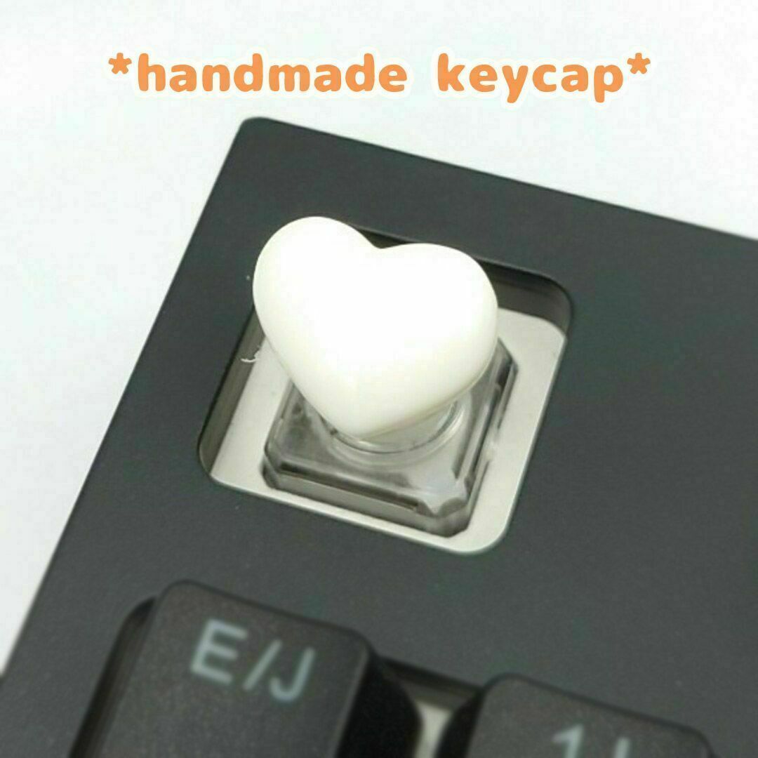 自作キーキャップ パステルハート　ホワイト② キートップ 　白 keycaps スマホ/家電/カメラのPC/タブレット(PC周辺機器)の商品写真