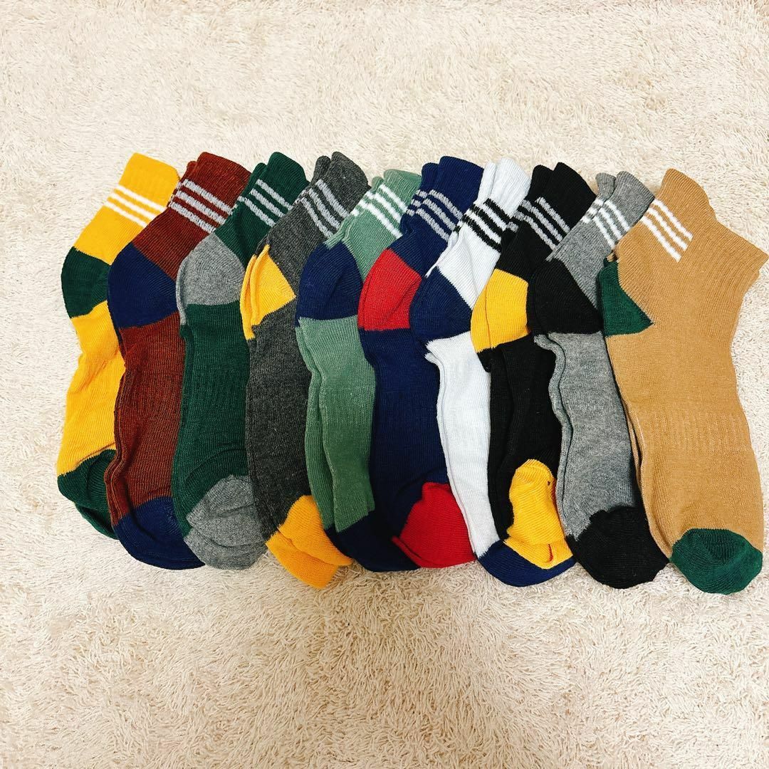 １０足セット ソックス メンズ ショートクルー 靴下 中厚手 おしゃれ メンズのファッション小物(その他)の商品写真