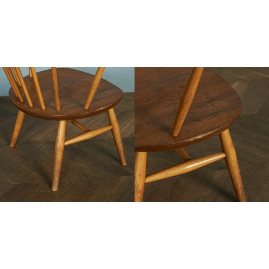 アーコール ERCOL ヴィンテージ スモーカーズ ローチェア レア カウホーン 低座面 英国 ウィンザー アームチェア ラウンジチェア #74388 インテリア/住まい/日用品の椅子/チェア(ダイニングチェア)の商品写真