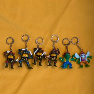90s TMNT ミュータント タートルズ キーホルダー 6体セット 当時もの