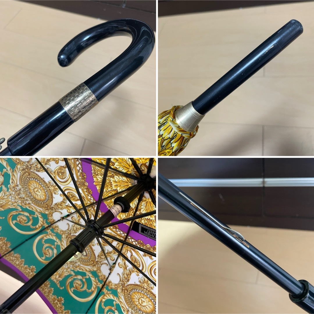 Gianni Versace(ジャンニヴェルサーチ)の極美品 GIANNI VERSACE 傘 総柄 金ボタン　ベルサーチ　昭和 レディースのファッション小物(傘)の商品写真