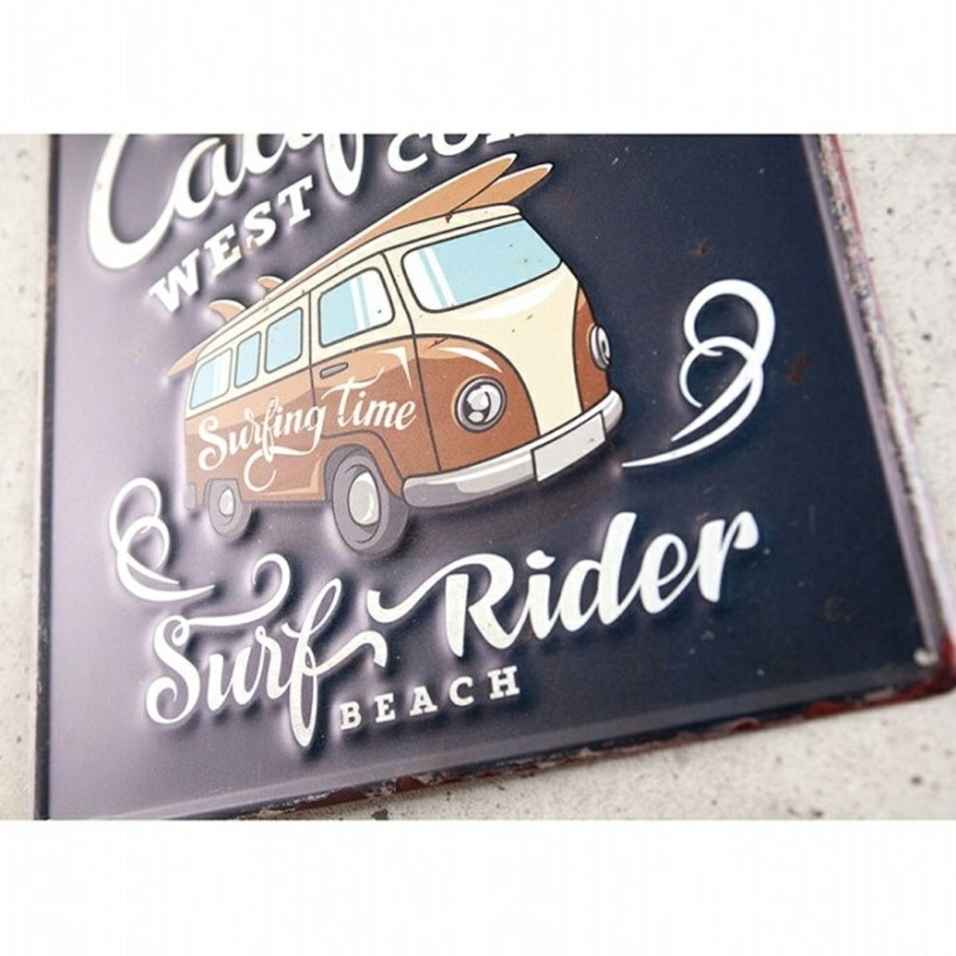 デザイン看板】ワーゲンバスカリフォルニア 海★絵アメリカン雑貨ブリキ看板 車 インテリア/住まい/日用品のインテリア小物(その他)の商品写真