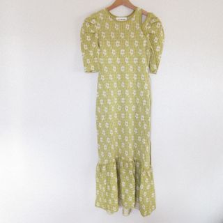 リリーブラウン(Lily Brown)の美品 23SS Lily Brown リリーブラウン マーメイドジャガードニットワンピース LWNO231210 F イエロー レディース 古着 中古 USED(ロングワンピース/マキシワンピース)