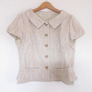 フォクシー(FOXEY)の美品 FOXEY フォクシー フレンチスリーブ ツイードジャケット 31554 42 ベージュ レディース 古着 中古 USED(その他)