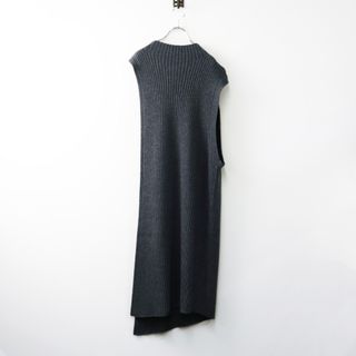 インディヴィ(INDIVI)の美品 大きいサイズ インディヴィ INDIVI ウールカシミヤブレンドアシンメトリーロングニット 15/ダークグレー ベスト【2400014514995】(ニット/セーター)