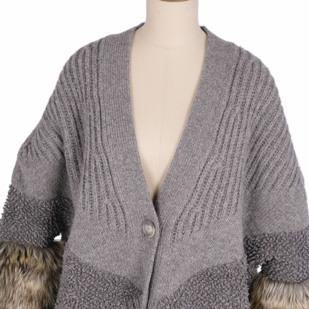 Stella McCartney(ステラマッカートニー)の極美品 ステラマッカートニー STELLA McCARTNEY カーディガン ニット ウール エコファー レディース 36(S相当) グレー レディースのトップス(カーディガン)の商品写真
