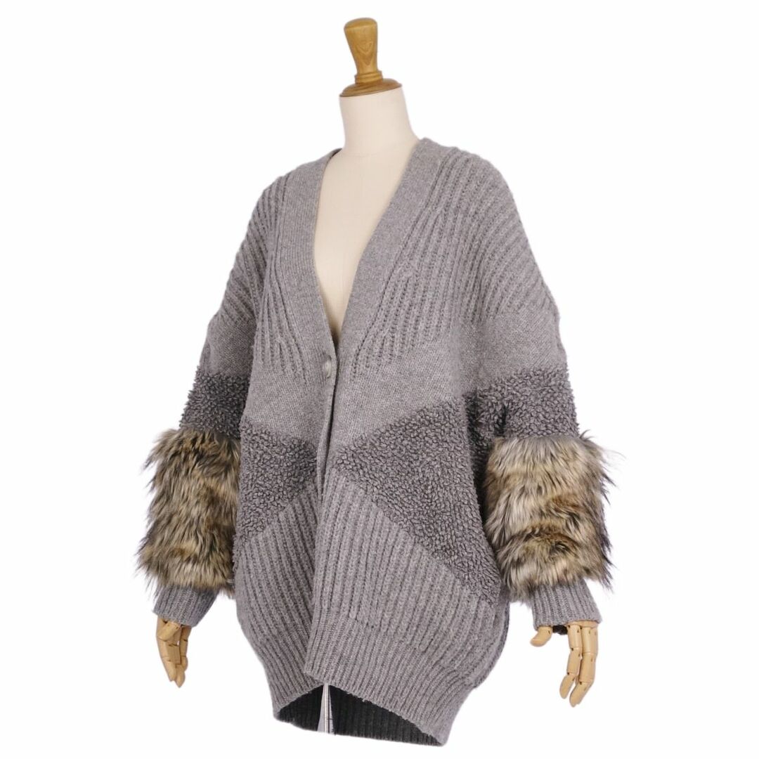 Stella McCartney(ステラマッカートニー)の極美品 ステラマッカートニー STELLA McCARTNEY カーディガン ニット ウール エコファー レディース 36(S相当) グレー レディースのトップス(カーディガン)の商品写真