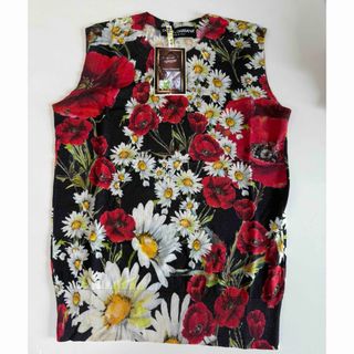 ドルチェアンドガッバーナ(DOLCE&GABBANA)のドルチェアンドガッパーナ　Tシャツ　ノースリーブ　花柄　極美品(Tシャツ(半袖/袖なし))