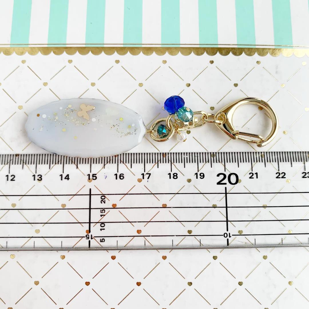 【2529】アルトサックス青い紫陽花とユーフォルビアとかすみ草と♪ キーホルダー 楽器の管楽器(サックス)の商品写真