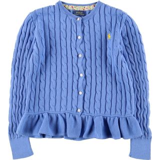 Ralph Lauren - 古着 ラルフローレン Ralph Lauren POLO RALPH LAUREN クロップド丈 ケーブル編み ペプラム コットンニットカーディガン レディースS相当 /eaa572619