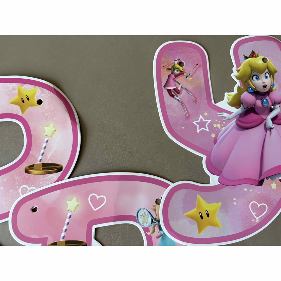 ピーチ姫　スーパーマリオ　お誕生日　お祝い　ガーランド ハンドメイドのパーティー(ガーランド)の商品写真