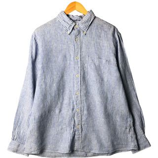 ブルックスブラザーズ(Brooks Brothers)の古着 ブルックスブラザーズ Brooks Brothers Est.1818 ストライプ柄 長袖 リネン ボタンダウンシャツ メンズXL相当 /eaa570131(シャツ)