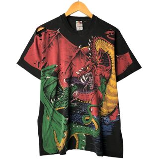 フルーツオブザルーム(FRUIT OF THE LOOM)の古着 90年代 フルーツオブザルーム FRUIT OF THE LOOM LIQUID BLUE DRAGON リキッドブルー ドラゴン 大判プリント プリントTシャツ USA製 メンズL相当 ヴィンテージ /eaa565721(Tシャツ/カットソー(半袖/袖なし))