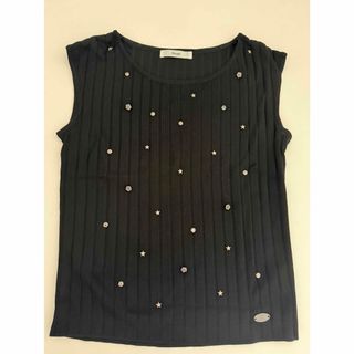 ルネ(René)のルネ　ノースリーブ　カットソー　トップス　黒　カメリア極美品　まつや銀座購入(カットソー(半袖/袖なし))