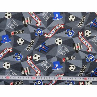 i756★サッカー　グレー　オックス生地★