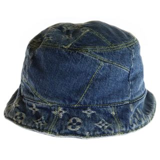 ルイヴィトン(LOUIS VUITTON)のLOUIS VUITTON ルイヴィトン ボネ・ダミエ ジャイアント ウェーブ バケットハット MP2733 インディゴ(キャップ)