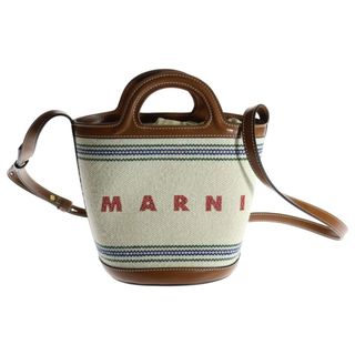 MARNI - MARNI マルニ トロピカリア ロゴ スモールバケットバッグ ショルダーバッグ ベージュ×ブラウン レディース SCMP0056U2 P6457