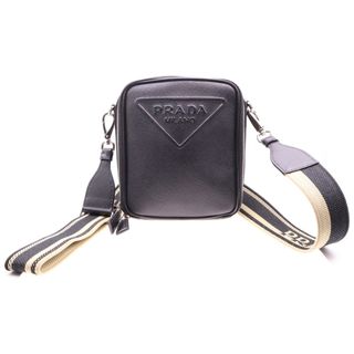 プラダ(PRADA)のPRADA プラダ サフィアーノ ロゴショルダーバッグ ミニバッグ ブラック シルバー金具 レザー 2VH154(ショルダーバッグ)
