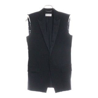 サンローラン(SAINT LAURENT)のSAINT LAURENT PARIS サンローランパリ カットオフ ピークドラペル ノースリーブ ウール ジャケット ベスト ブラック 472854 Y239W(ベスト/ジレ)