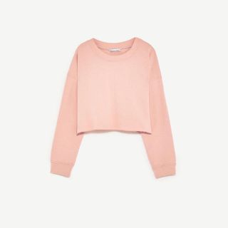 ザラ(ZARA)の試着のみ 美品 ZARA スウェット クロップド丈 ピンク 2017 春夏(トレーナー/スウェット)