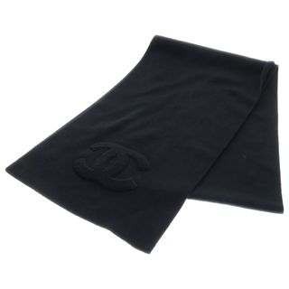 シャネル(CHANEL)のCHANEL シャネル ココマーク パイルロゴ カシミヤニット マフラー ブラック(マフラー/ショール)