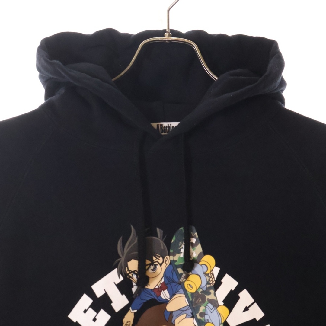 A BATHING APE(アベイシングエイプ)のA BATHING APE アベイシングエイプ ×CONAN COLLEGE PULLOVER HOODIE 名探偵コナン ゼロの執行人 ロゴプリント スウェット プルオーバーパーカー ブラック 001PPE731906J メンズのトップス(パーカー)の商品写真