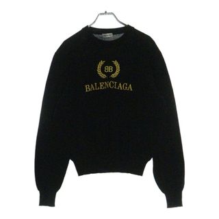 バレンシアガ(BALENCIAGA)のBALENCIAGA バレンシアガ ロゴ刺繍ニット 長袖 刺繍 ブラック ウール #S 542607(ニット/セーター)
